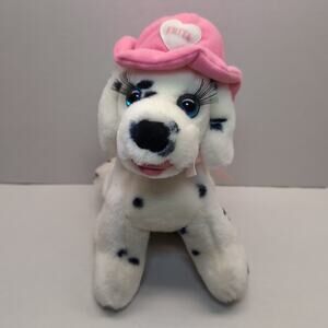 Dakin Frita Dalmation Plush Dog Puppy Pink Firehouse Hat Blue Eyes 1992
